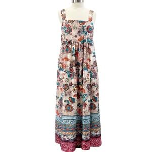 Stitchdrop Womens Maxi Dress Large Bohemian Cottage Prairie Festival Folk Satin